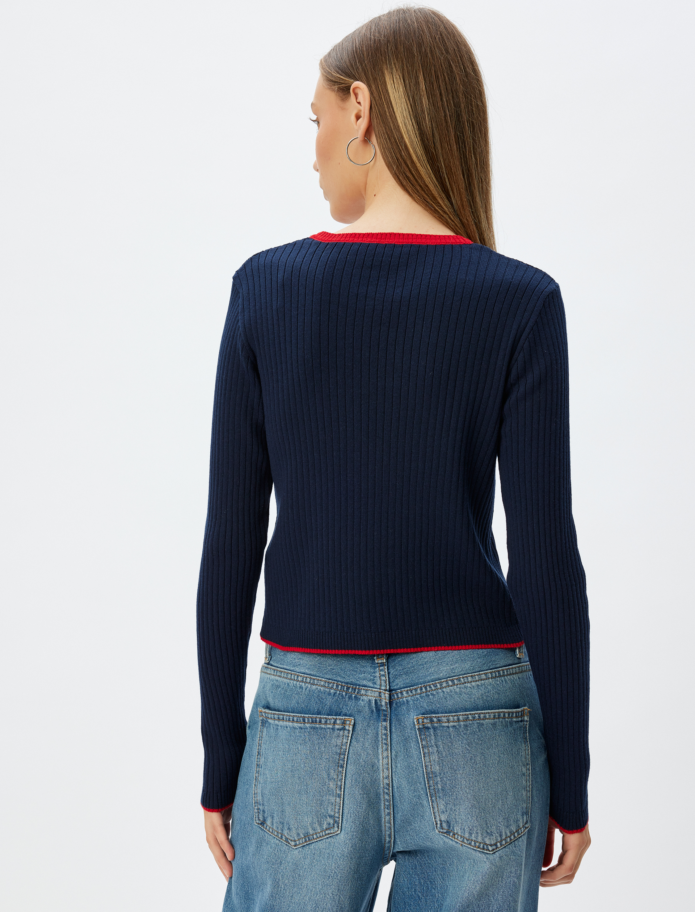   Triko Hırka Fiyonk Bağlama Detaylı Uzun Kollu Basic