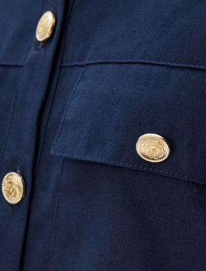 Gabardin Gömlek Klasik Yaka Uzun Kollu Cep Detaylı Düğmeli_5