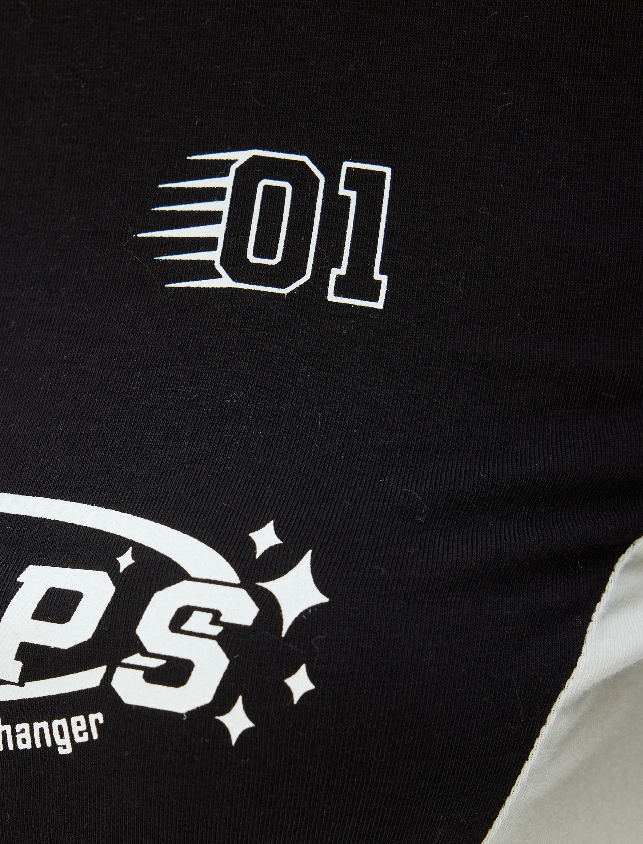   Crop Tişört Uzun Kollu Slogan Baskılı Renk Bloklu Bisiklet Yaka Slim Fit