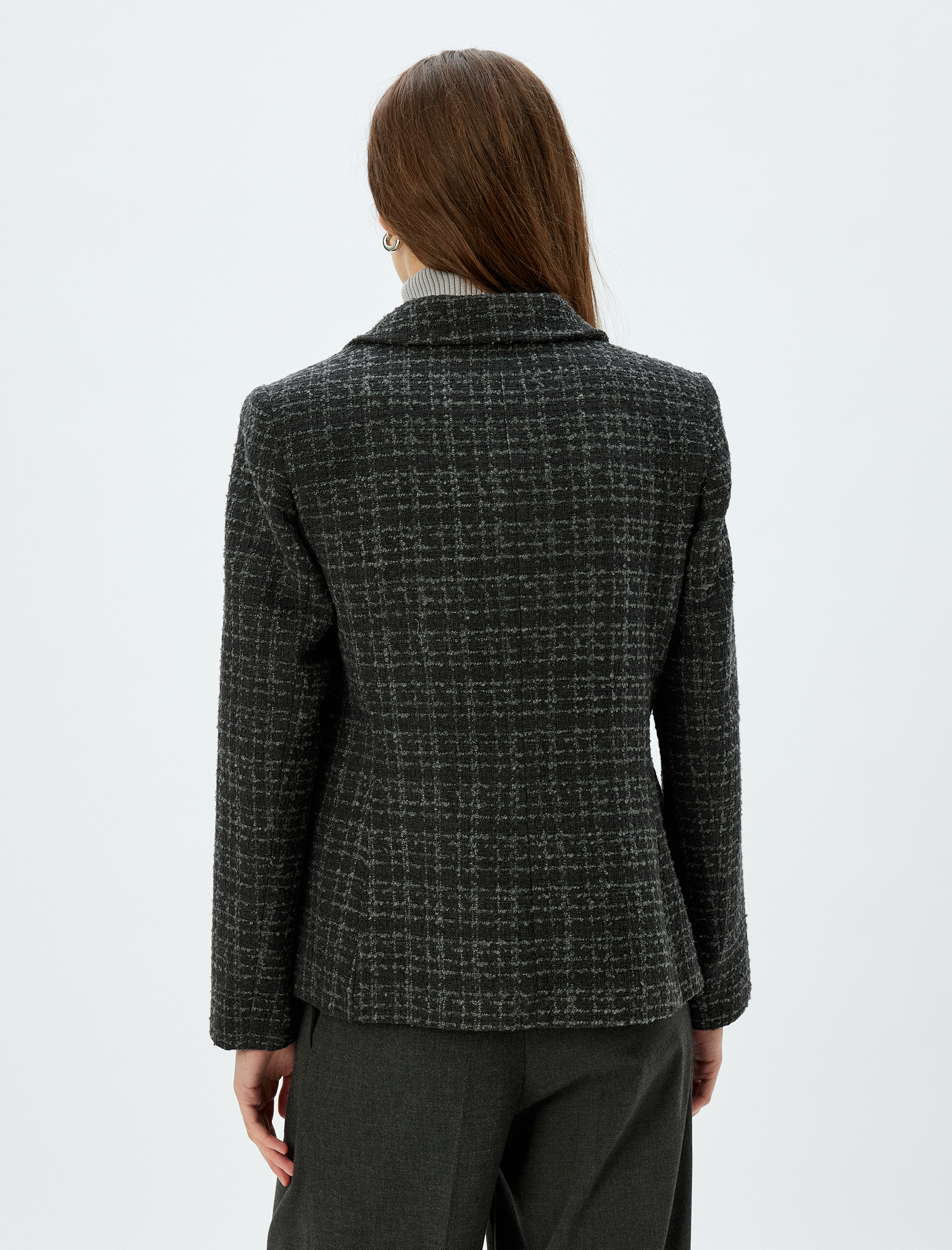   Tüvit Blazer Ceket Kruvaze Gold Düğme Detaylı Slim Fit