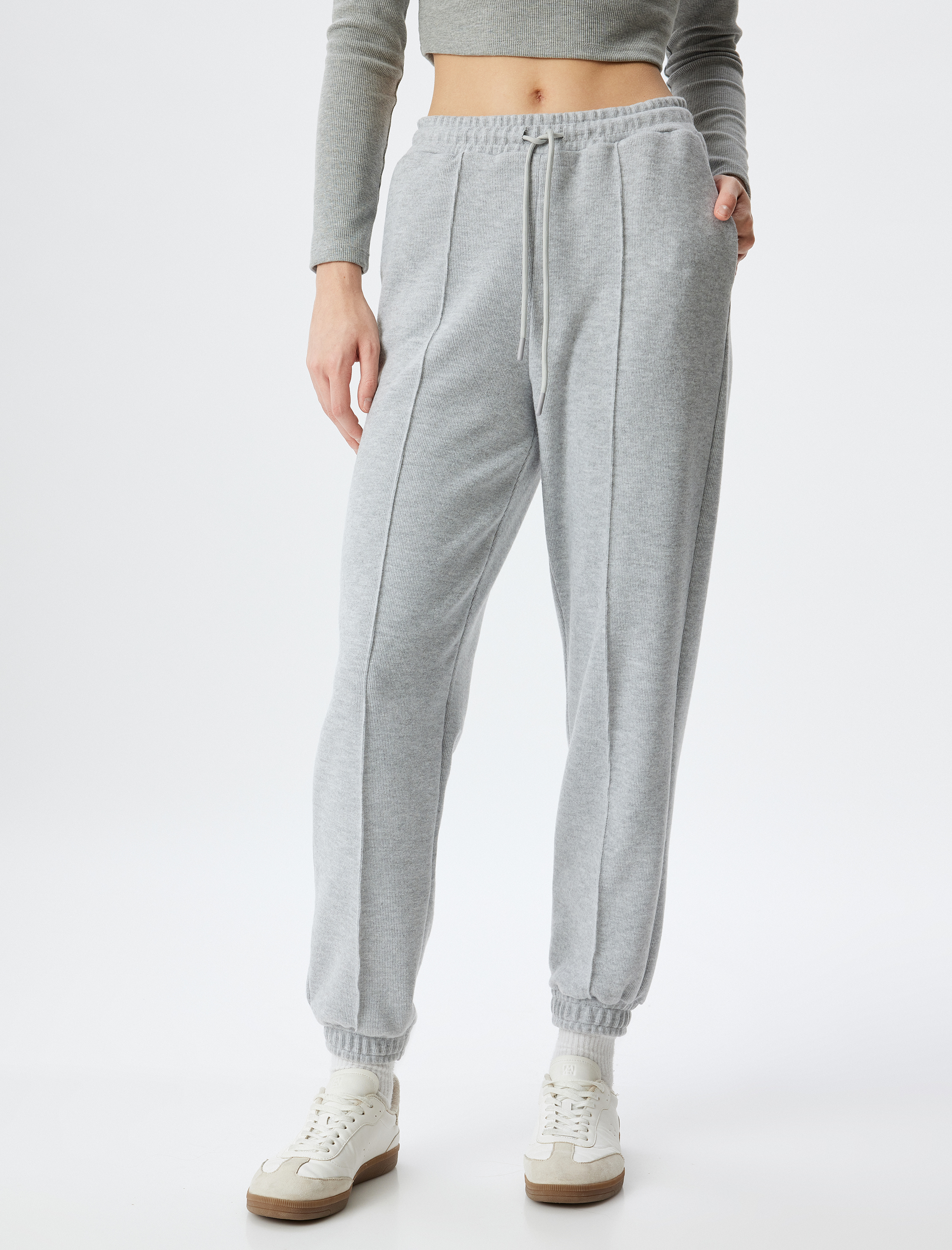   Beli Bağlamalı Cep Detaylı Nervürlü Jogger Pantolon