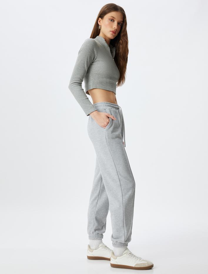  Beli Bağlamalı Cep Detaylı Nervürlü Jogger Pantolon