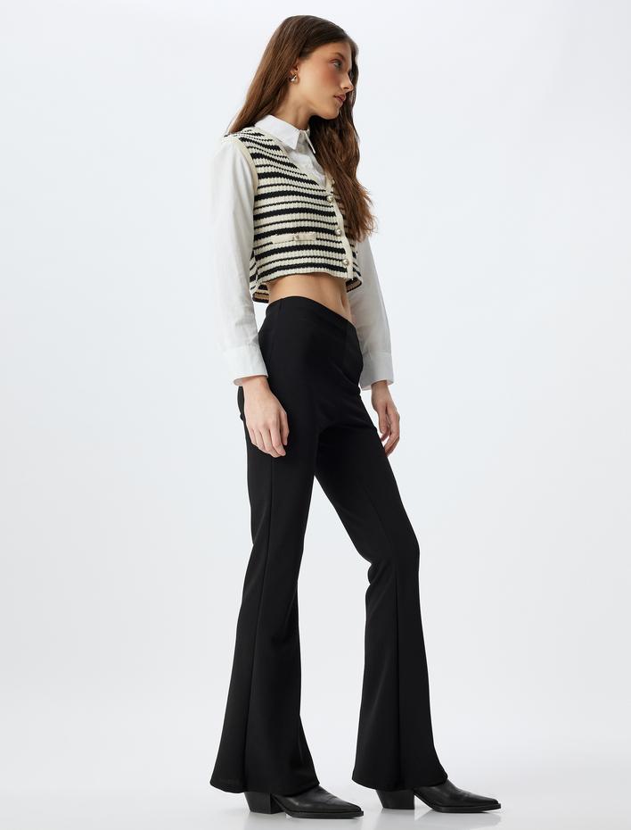  İspanyol Paça Tayt Pantolon Krep Scuba Kumaş