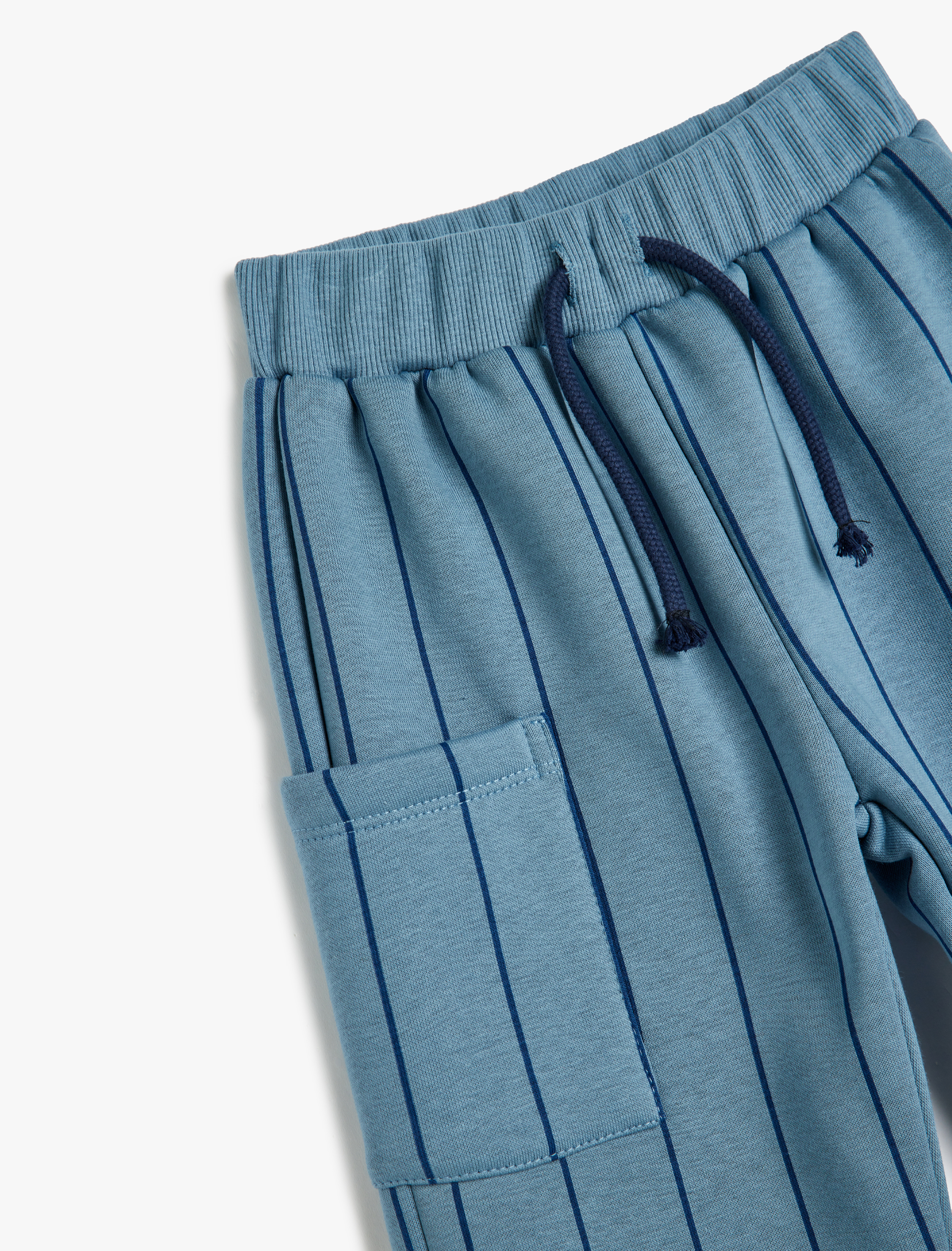  Erkek Bebek Çizgili Eşofman Altı Beli Bağlamalı Cep Detaylı Şardonlu