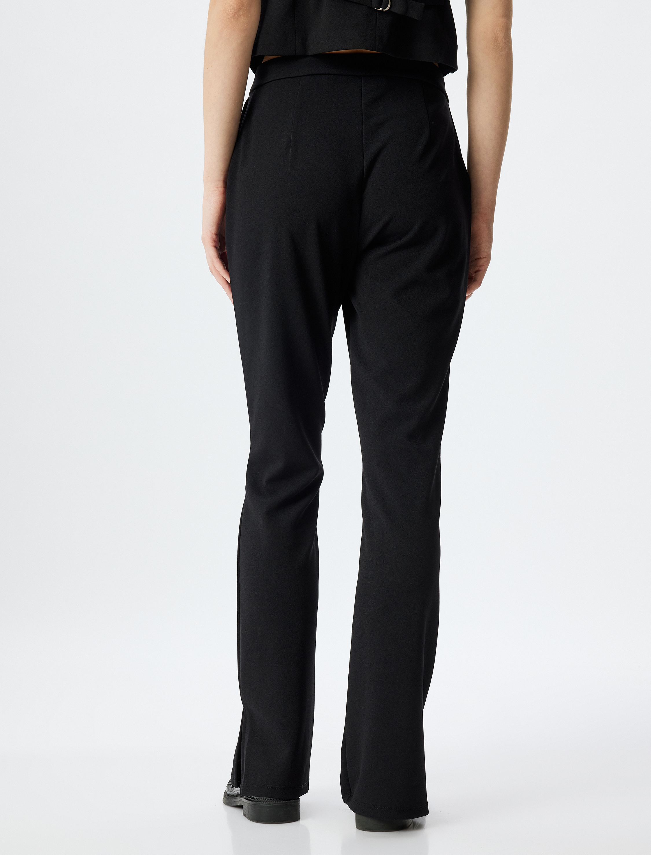 Yırtmaç Detaylı Kumaş Pantolon Cepli Standart Bel