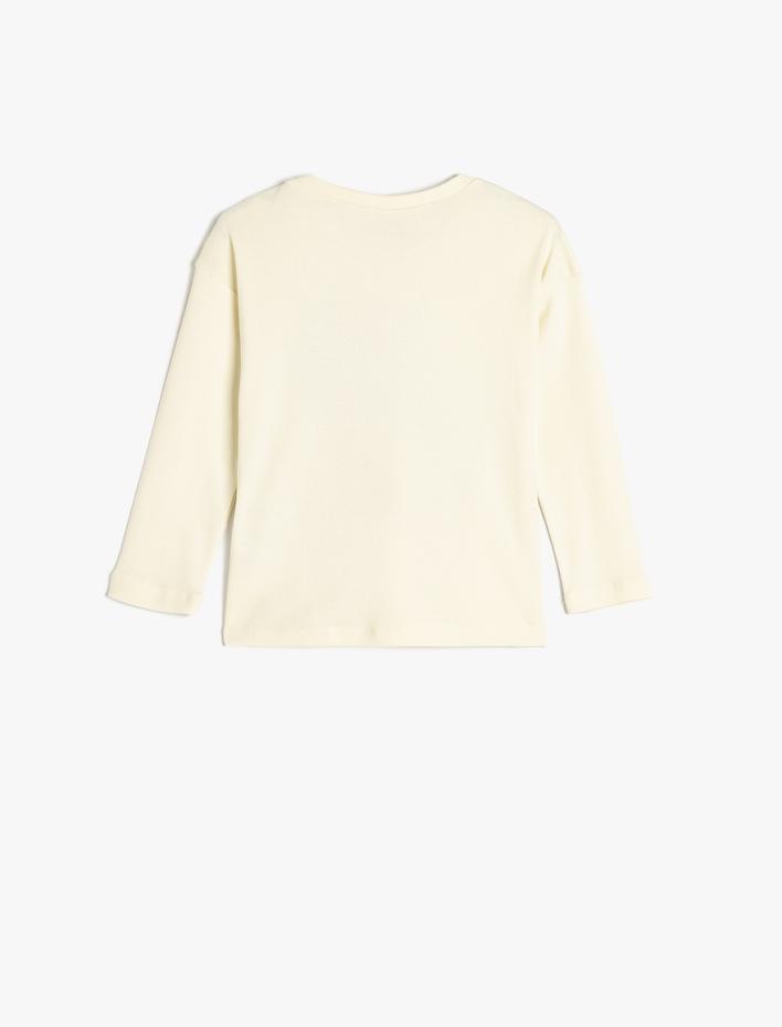 Erkek Bebek Uzun Kollu Bisiklet Yaka Kaplan Baskılı Pamuklu Tişört