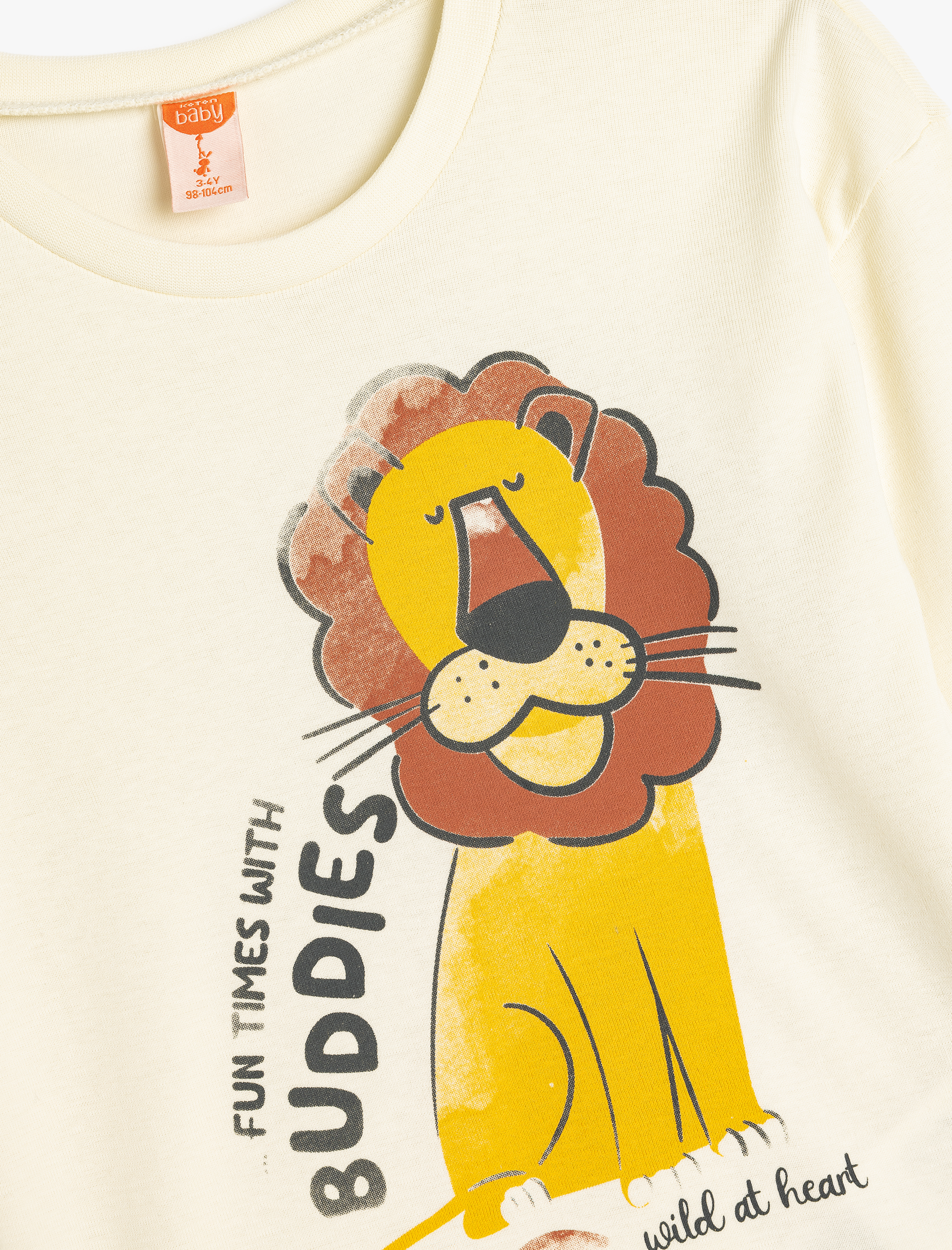  Erkek Bebek Uzun Kollu Bisiklet Yaka Kaplan Baskılı Pamuklu Tişört