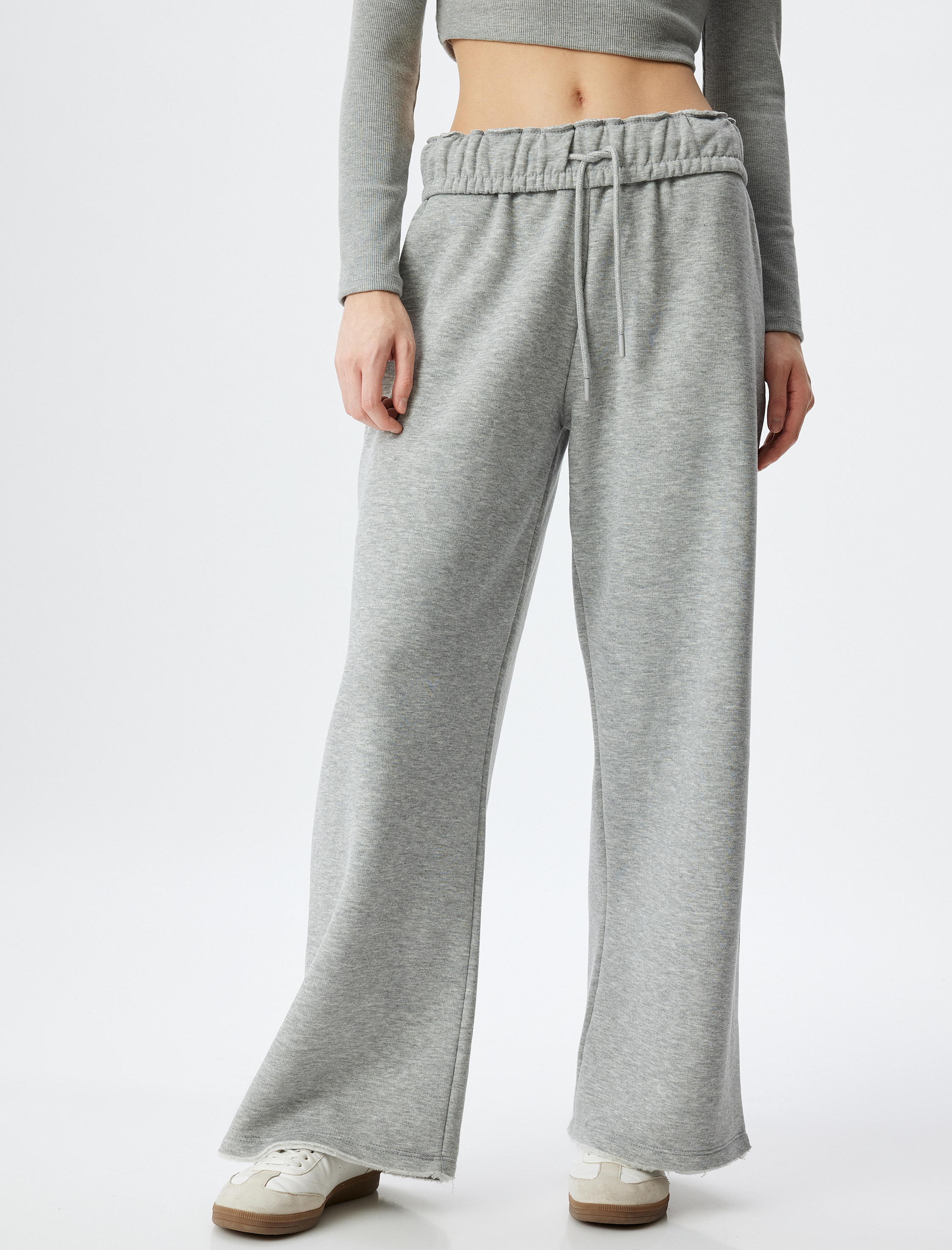 Üç İplik Şardonlu Beli Lastikli Geniş Paça Eşofman Altı