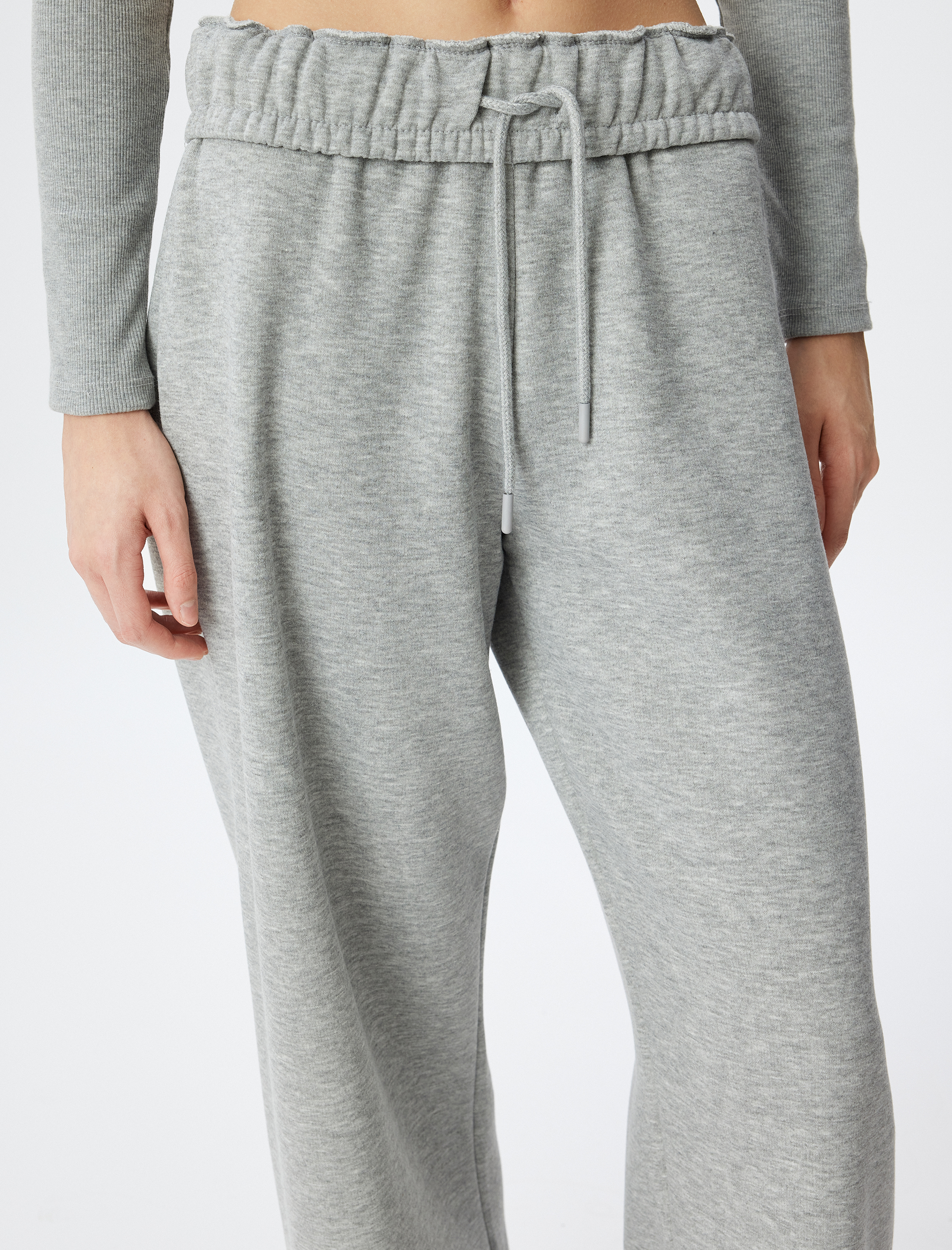 Üç İplik Şardonlu Beli Lastikli Geniş Paça Eşofman Altı