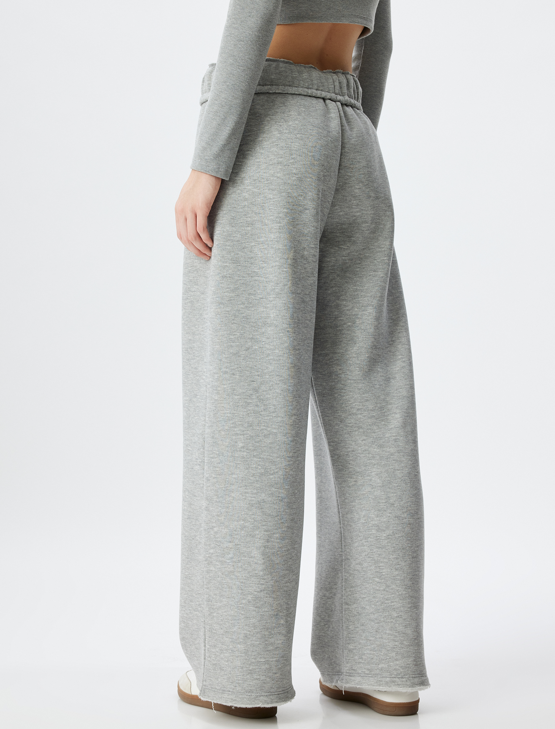 Üç İplik Şardonlu Beli Lastikli Geniş Paça Eşofman Altı