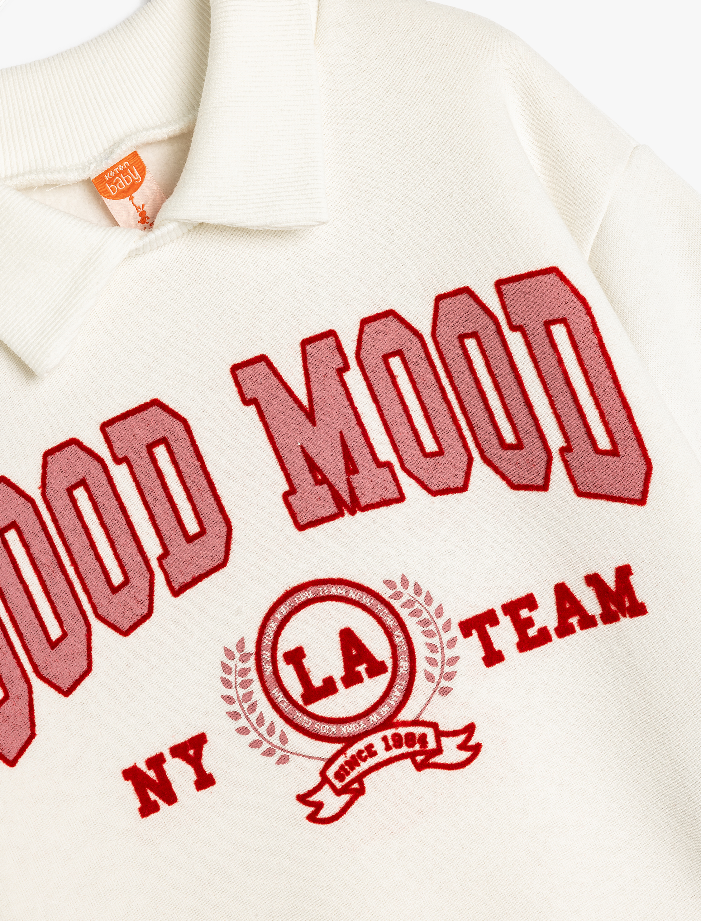  Kız Bebek Uzun Kollu Pamuklu Şardonlu Polo Yaka Sweatshirt Şardonlu