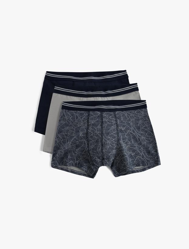 3'lü Boxer Seti Yaprak Baskılı Rahat Kesim Pamuklu_0