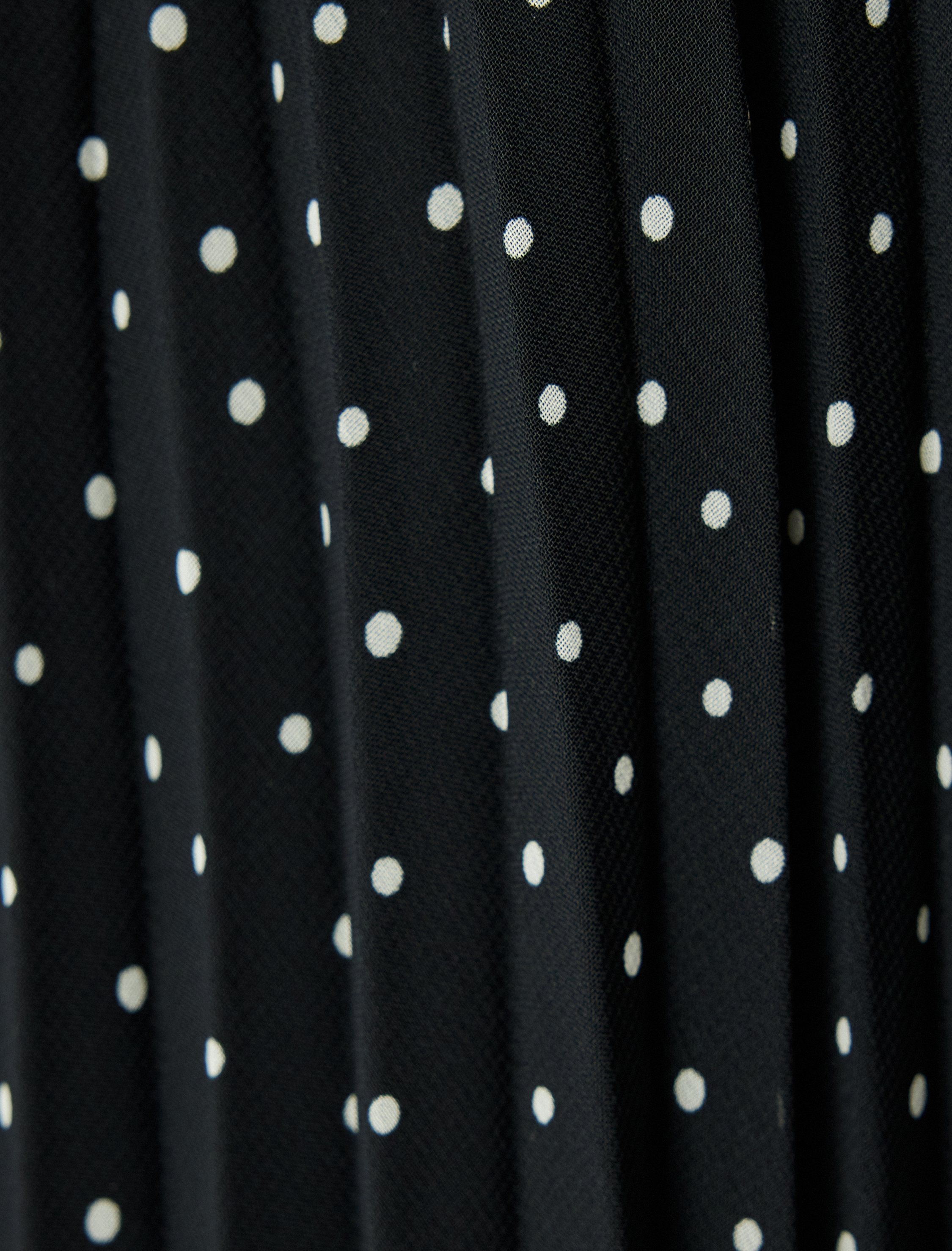   Astarlı Yüksek Bel Puantiye Detaylı Midi Boy Pileli Şifon Etek