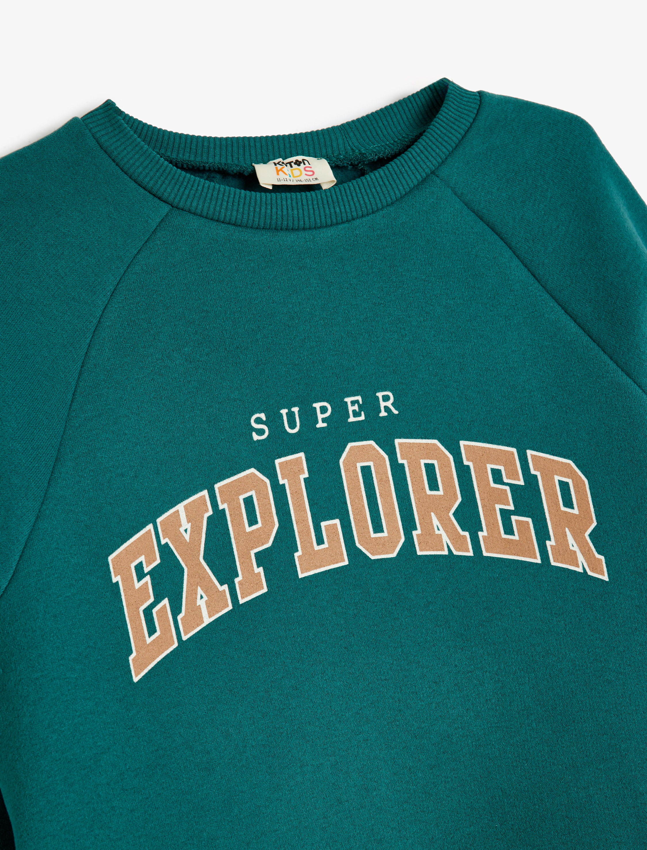  Erkek Çocuk Sweatshirt Uzun Kollu Bisiklet Yaka Slogan Baskı Detaylı Şardonlu