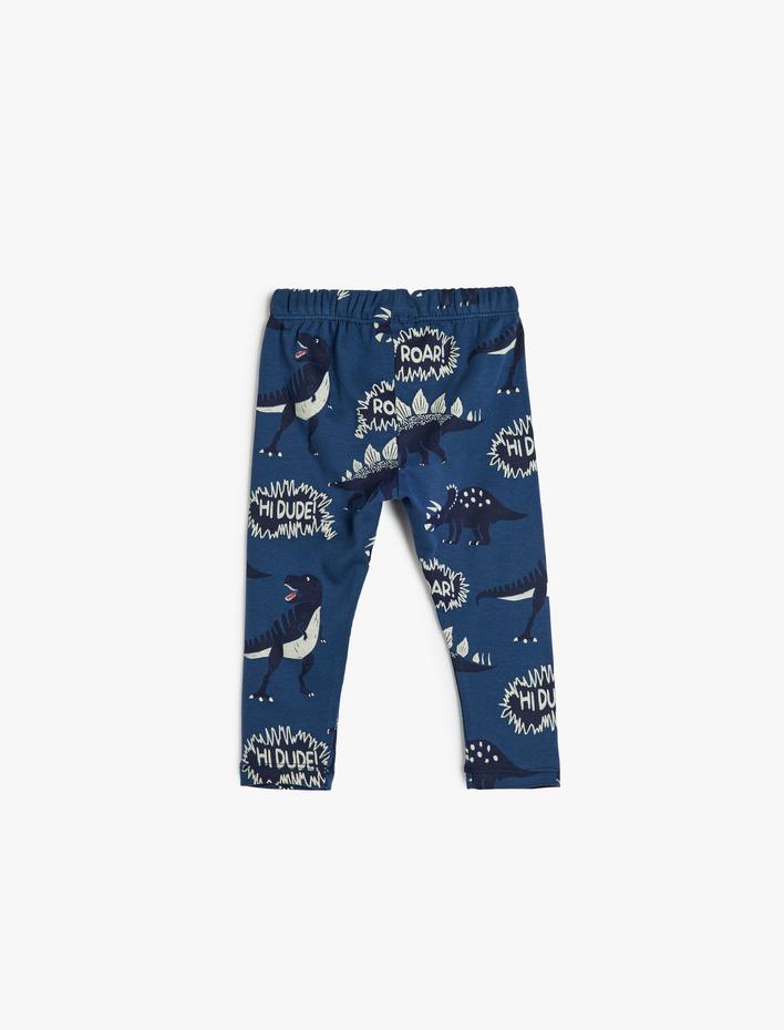 Erkek Bebek Dinozor Baskılı Beli Lastikli Pamuklu Eşofman Altı