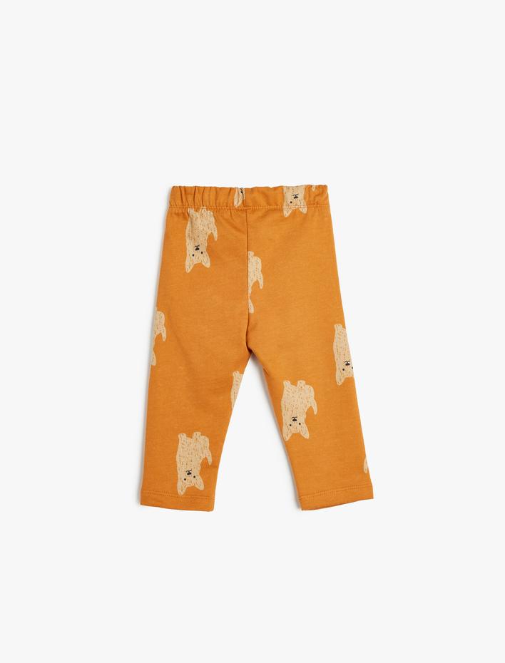 Erkek Bebek Pamuklu Köpek Baskılı Beli Lastikli Şardonlu Eşofman Altı