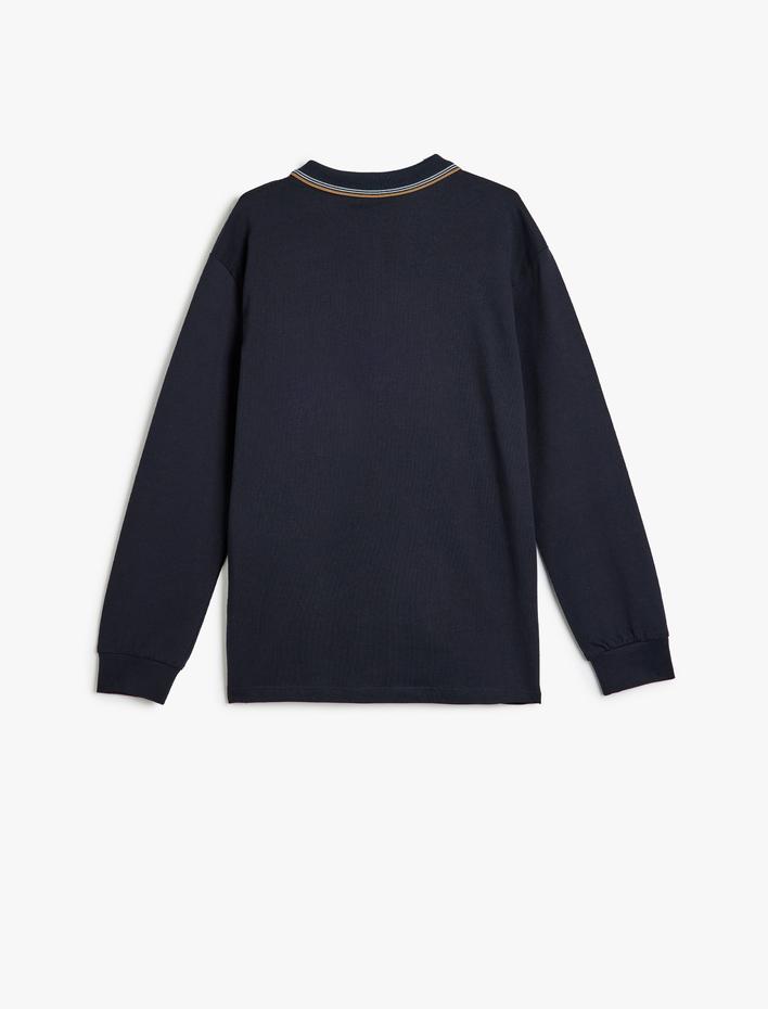 Erkek Çocuk Yarım Fermuarlı Pamuklu Uzun Kollu Polo Tişört