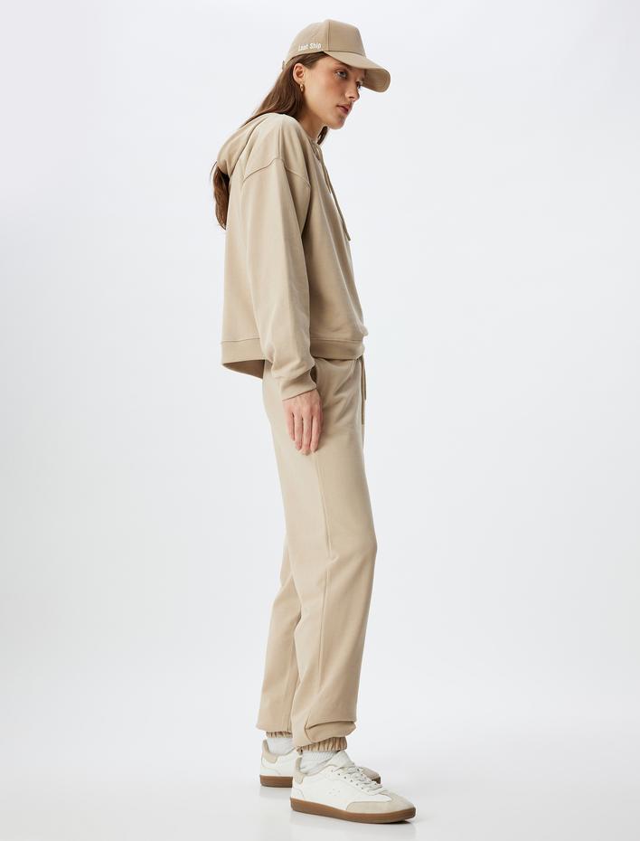  Cepli Beli Bağlamalı Üç İplik Jogger Eşofman Altı