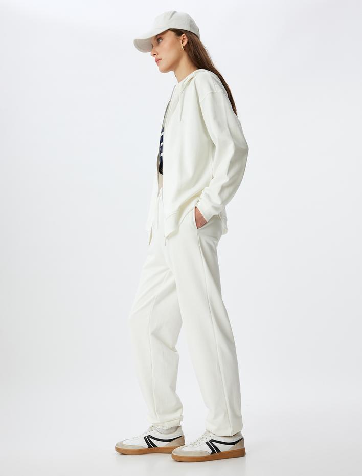  Cepli Beli Bağlamalı Üç İplik Jogger Eşofman Altı