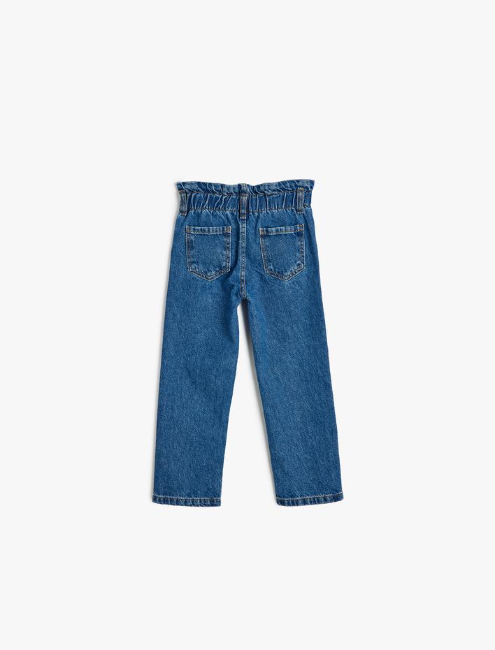 Kız Bebek Kot Pantolon Cepli Beli Lastikli - Regular Jean