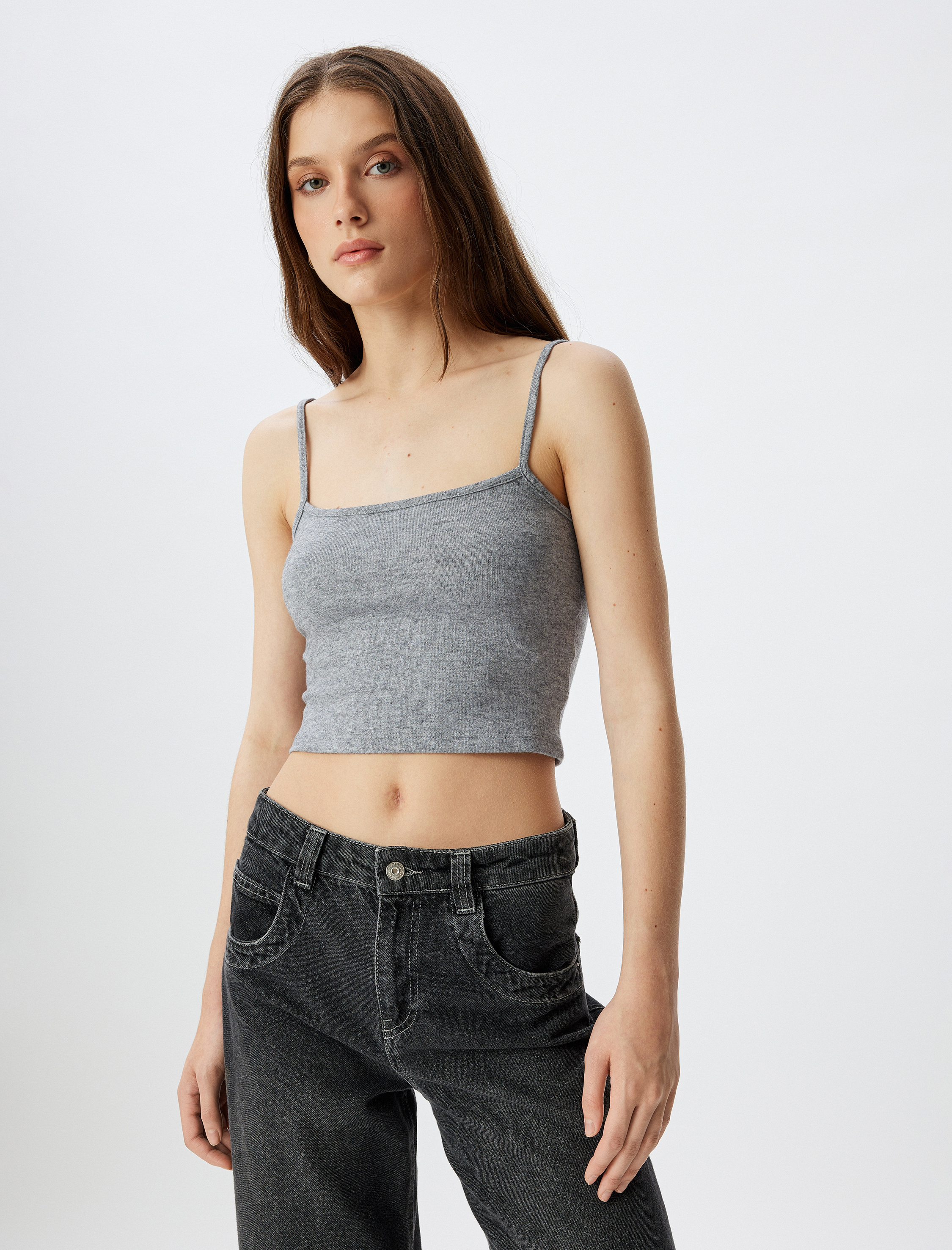   İnce Askılı Slim Fit Crop Atlet
