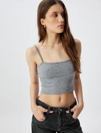 İnce Askılı Crop Atlet Slim Fit