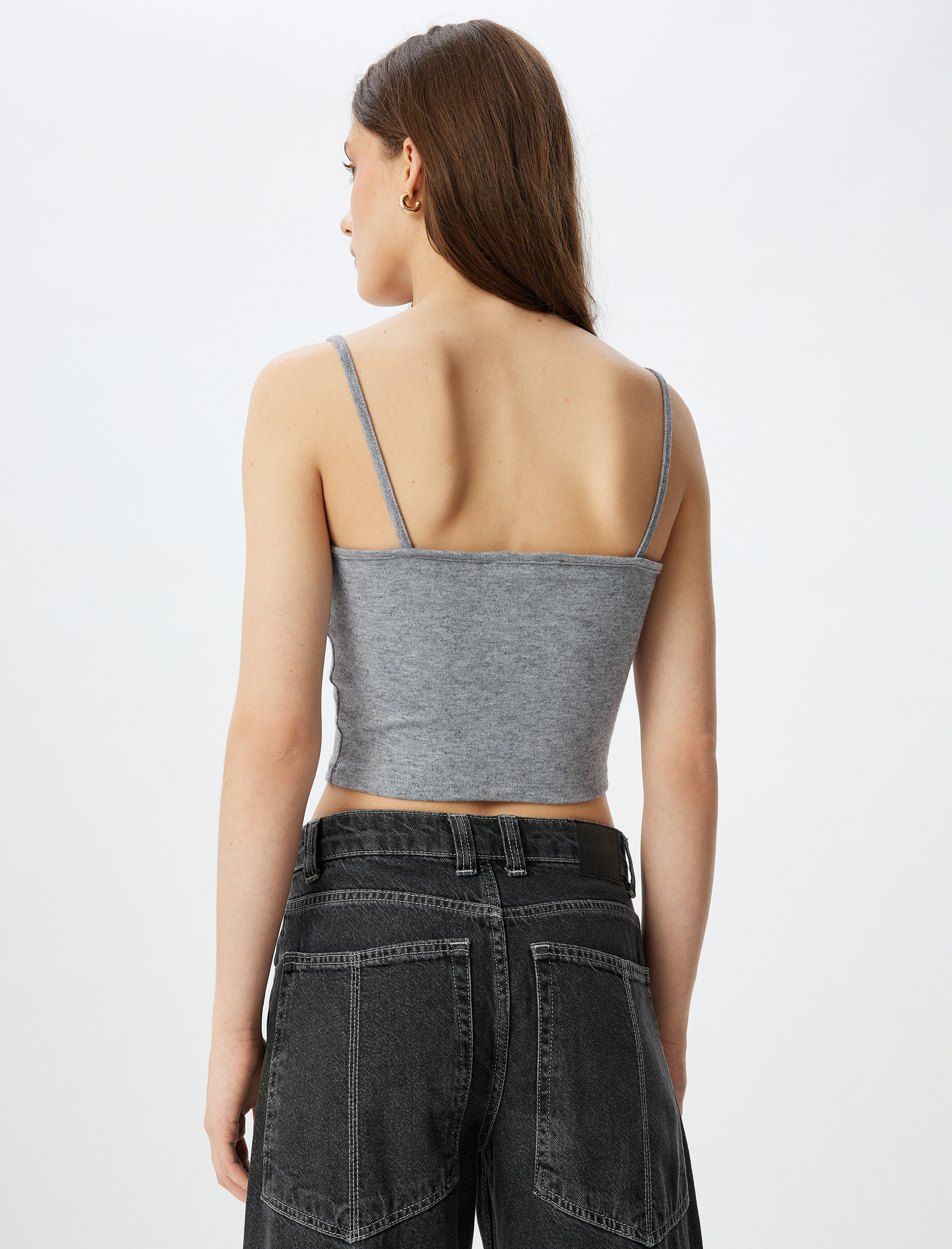   İnce Askılı Slim Fit Crop Atlet