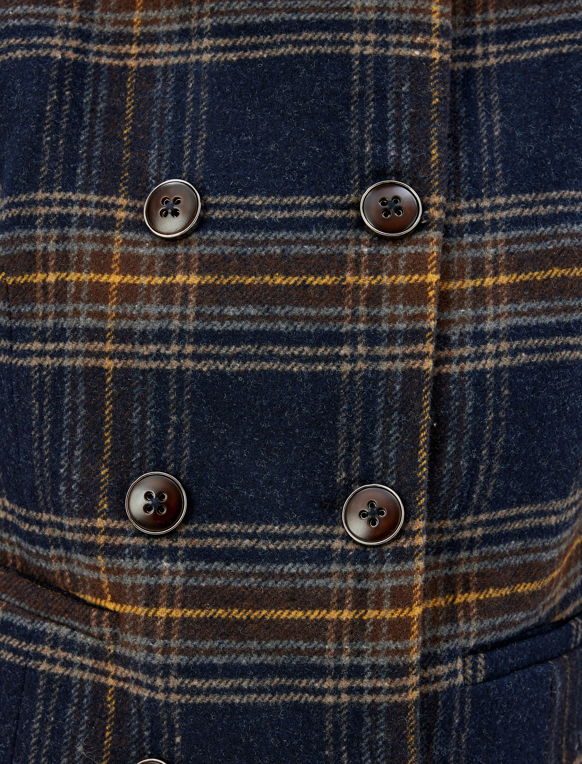   Koton X Sima Tarkan - Yuvarlak Yaka Ekose Kruvaze Kısa Ceket