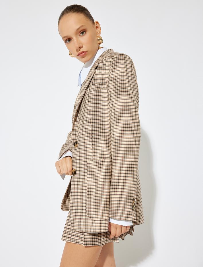  Koton X Sima Tarkan - Uzun Blazer Ceket Kruvaze Cepli Uzun Kollu