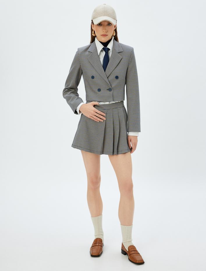  Koton X Sima Tarkan -  Standart Bel Pileli Mini Şort Etek