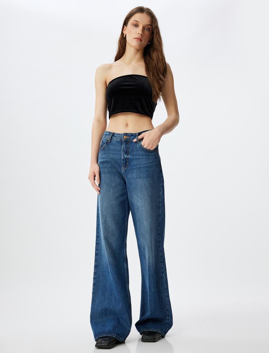   Slim Fit Straplez Crop Üst