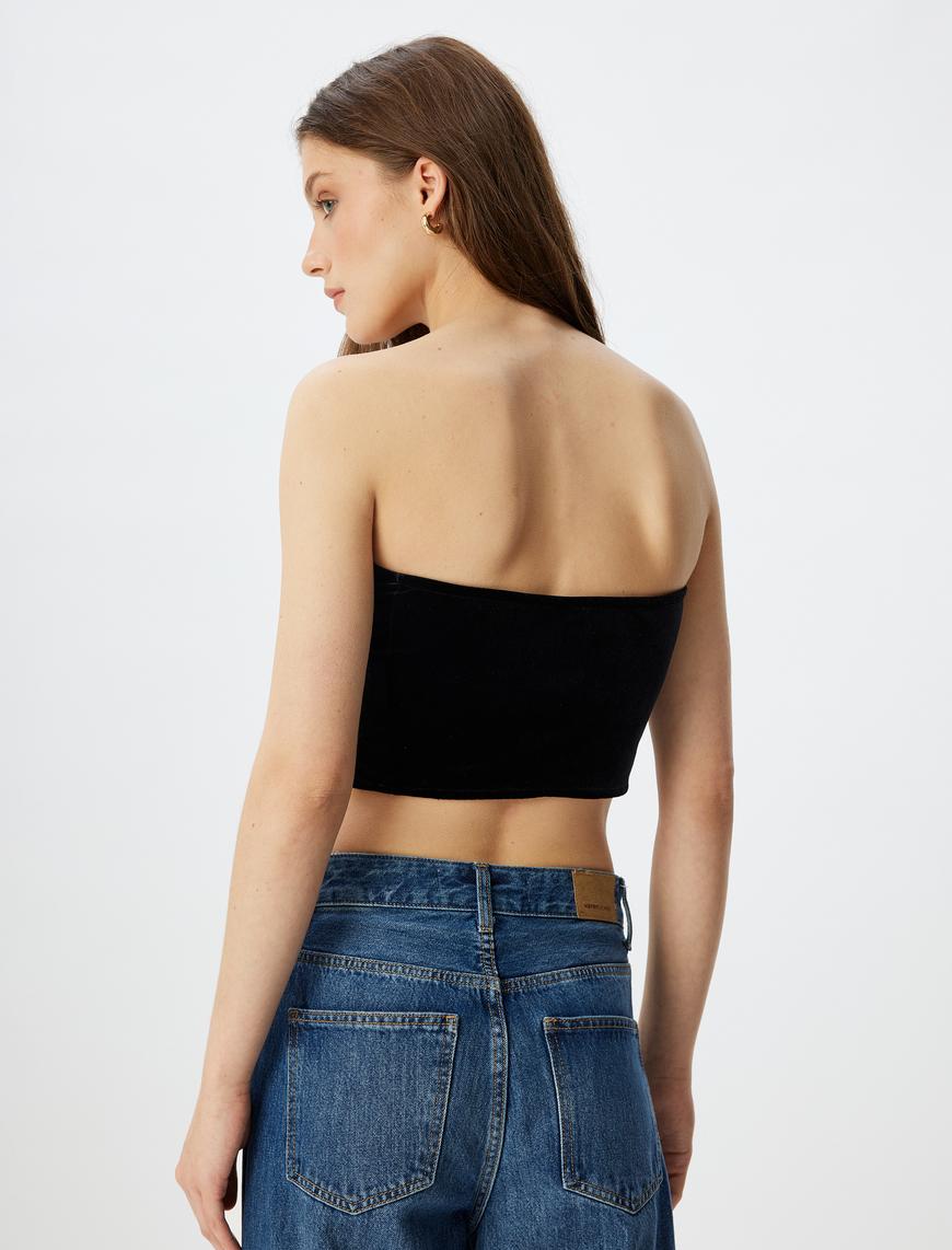   Slim Fit Straplez Crop Üst