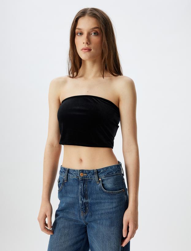 Crop Straplez Üst Slim Fit_2