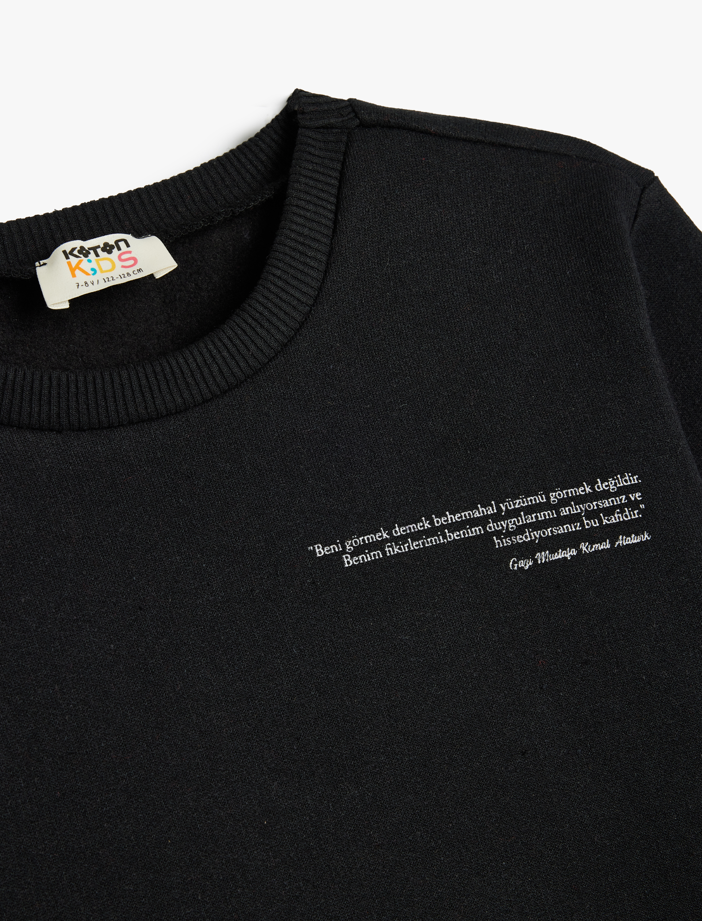  Erkek Çocuk Atatürk Baskılı Bisiklet Yaka Uzun Kollu Sweatshirt