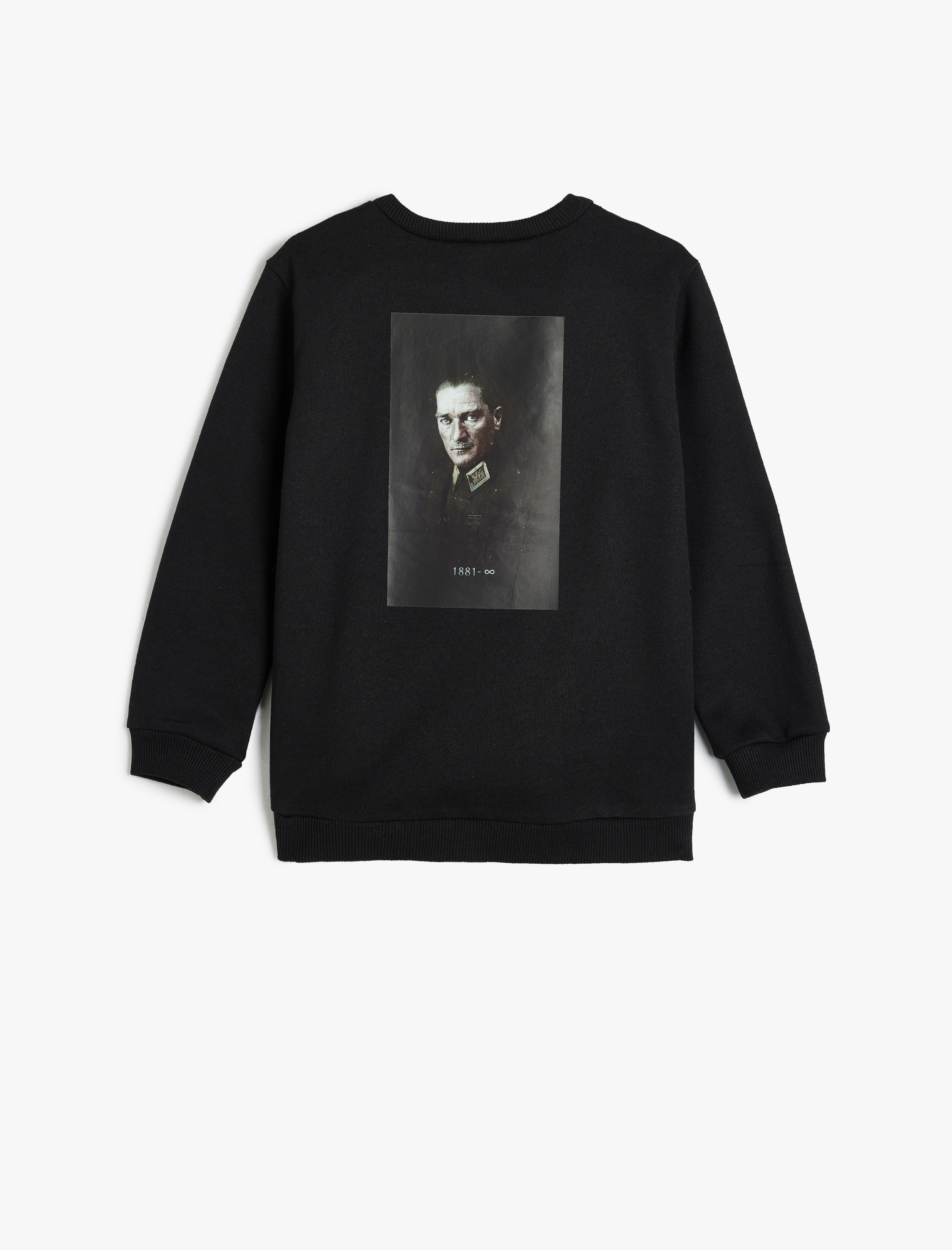 Erkek Çocuk Atatürk Baskılı Bisiklet Yaka Uzun Kollu Sweatshirt