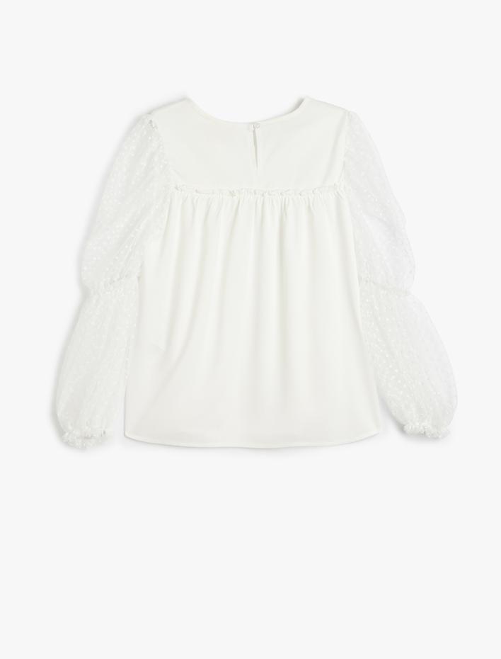 Kız Çocuk Uzun Kollu Bisiklet Yaka Viskon Bluz