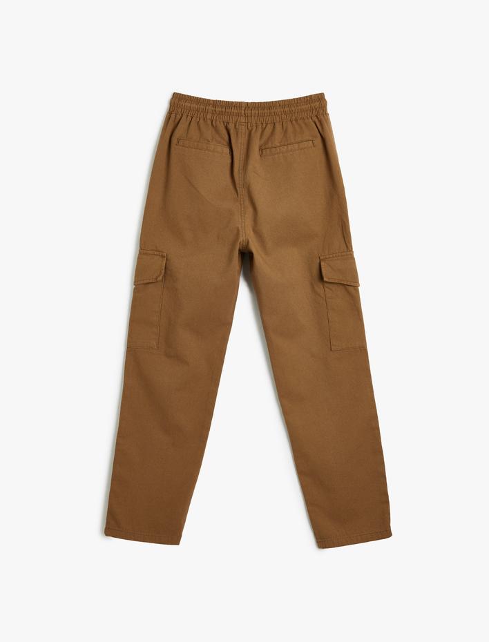 Erkek Çocuk Kargo Pantolon Beli Bağlamalı Kapaklı Cep Detaylı