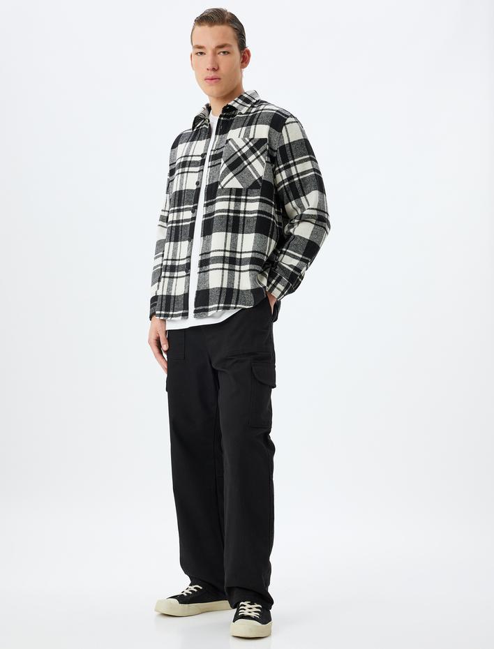  Oduncu Gömleği Uzun Kollu Kışlık Cep Detaylı Pamuk Karışımlı Regular Fit