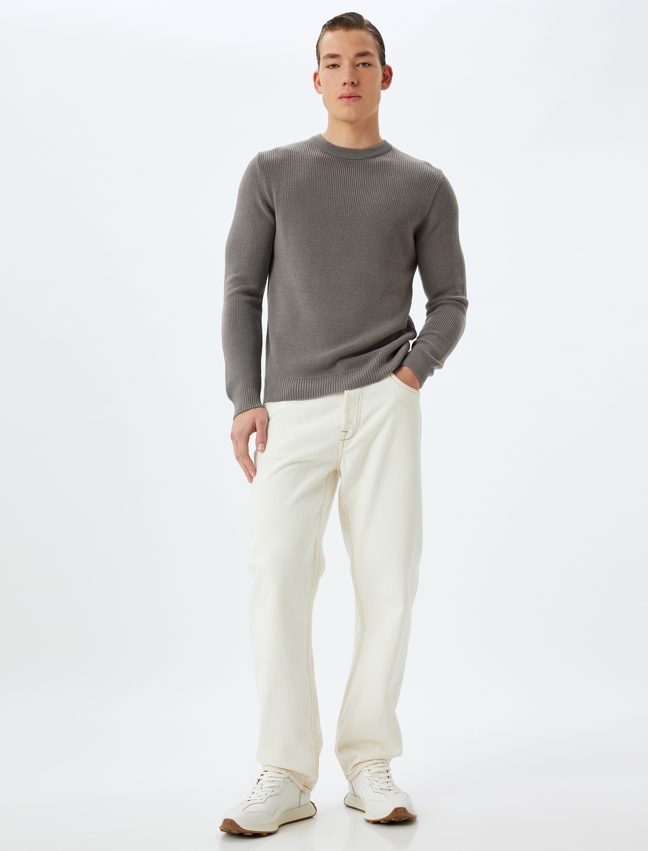   Triko Kazak Basic Bisiklet Yaka Uzun Kollu