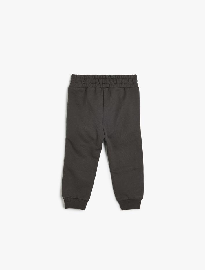 Erkek Bebek Pamuklu Beli Bağlamalı Cep Detaylı Şardonlu Eşofman Altı