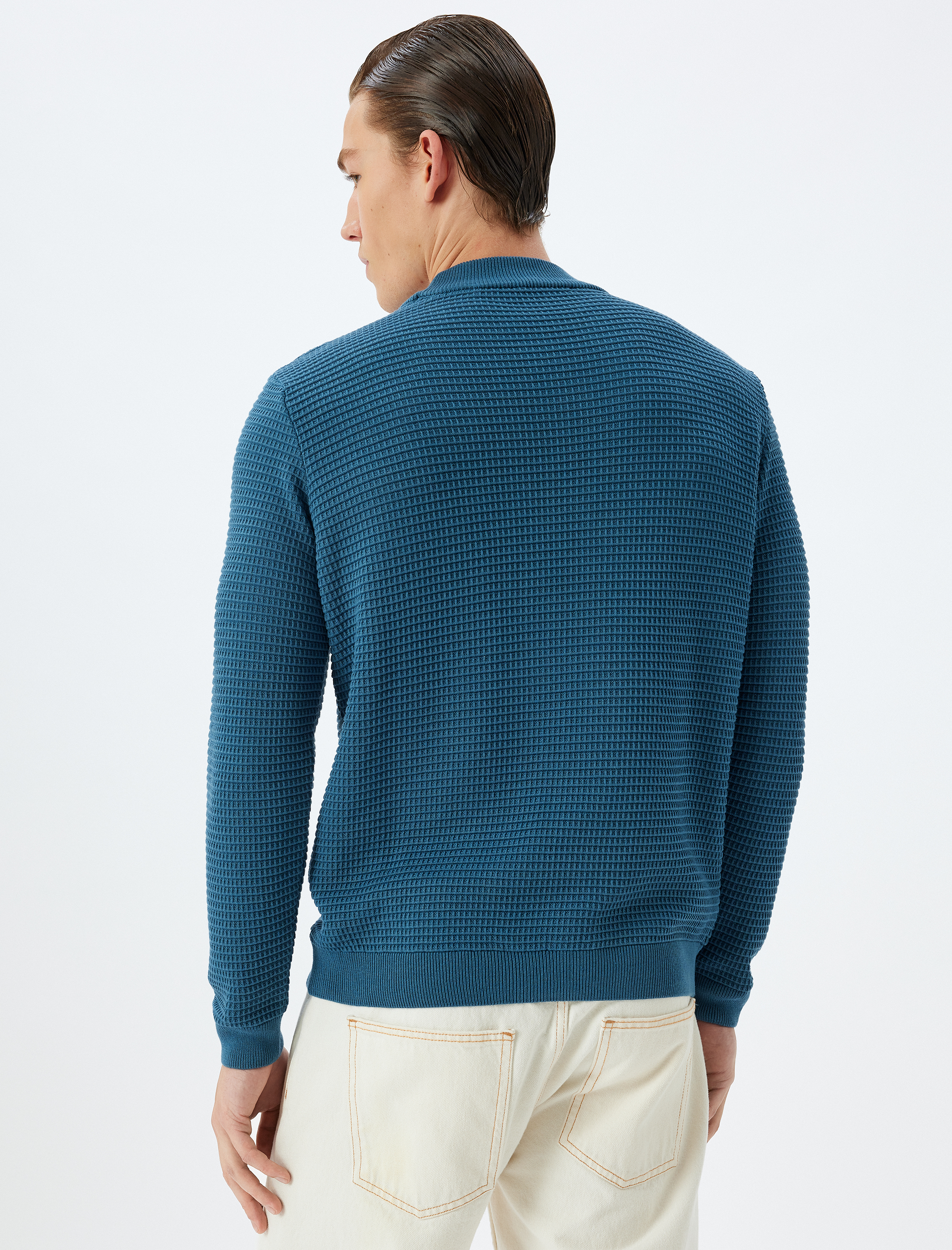   Triko Kazak Yarım Balıkçı Yaka Basic Dokulu Pamuk Karışımlı