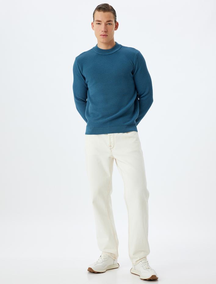  Triko Kazak Yarım Balıkçı Yaka Basic Dokulu Pamuk Karışımlı