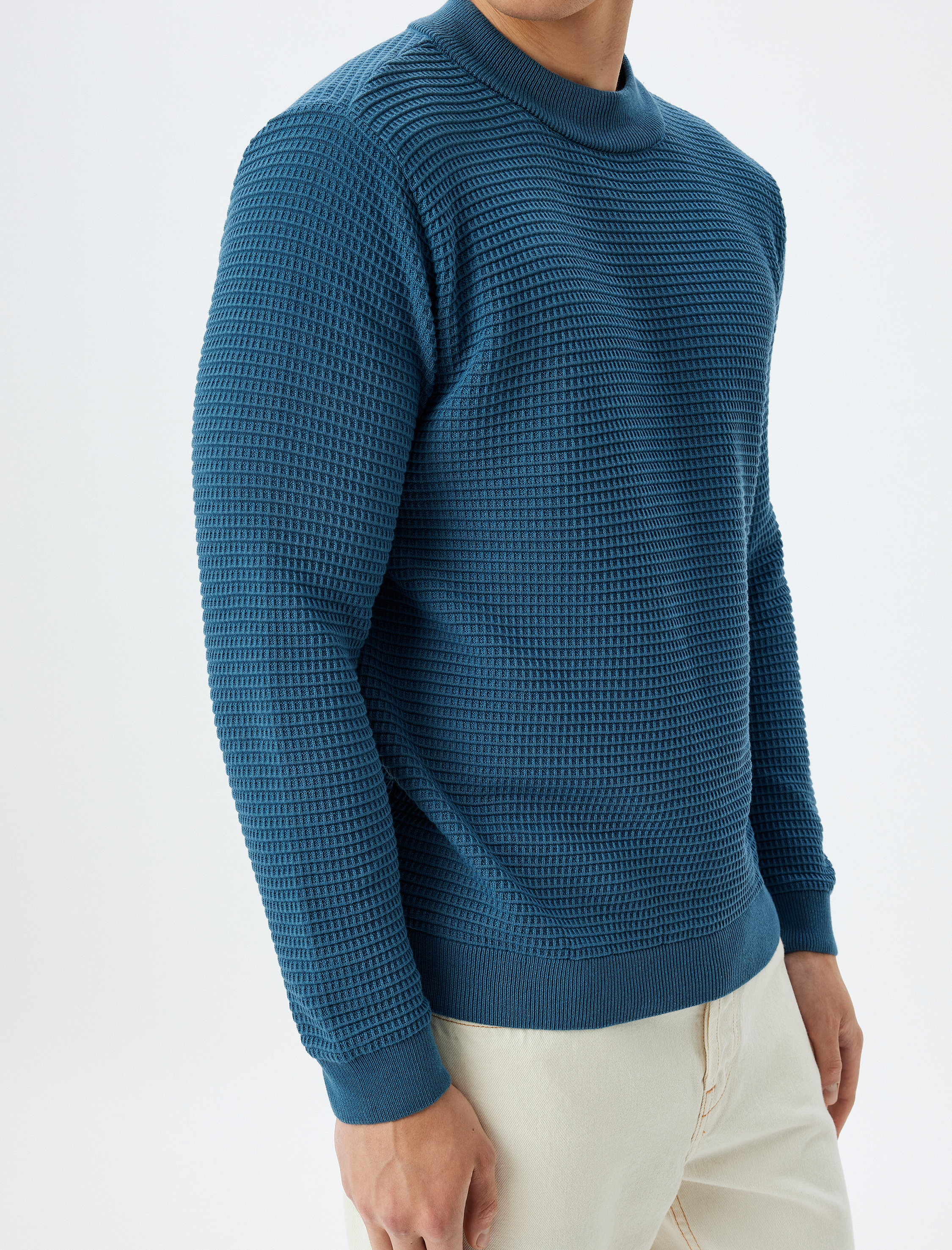   Triko Kazak Yarım Balıkçı Yaka Basic Dokulu Pamuk Karışımlı