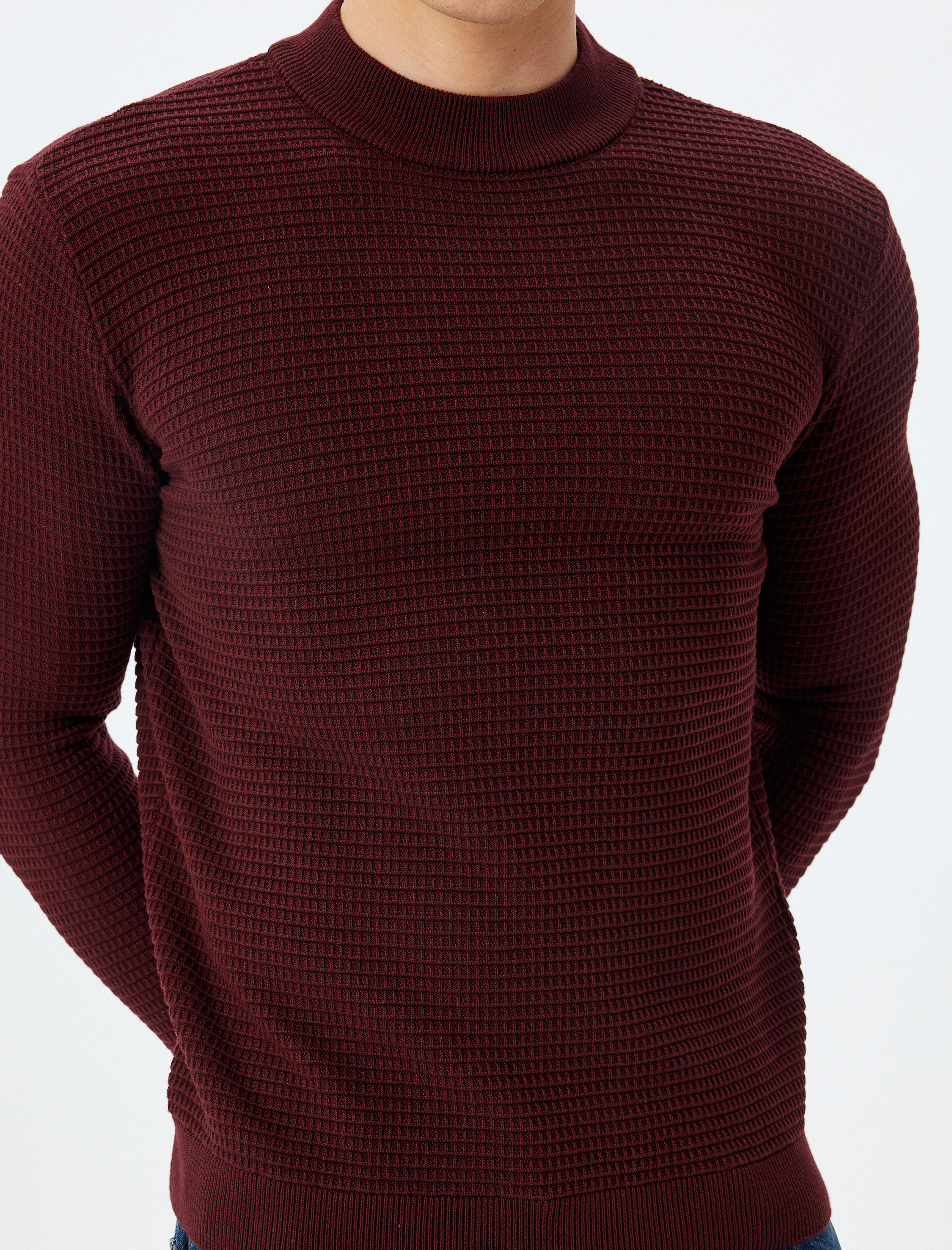   Triko Kazak Yarım Balıkçı Yaka Basic Dokulu Pamuk Karışımlı