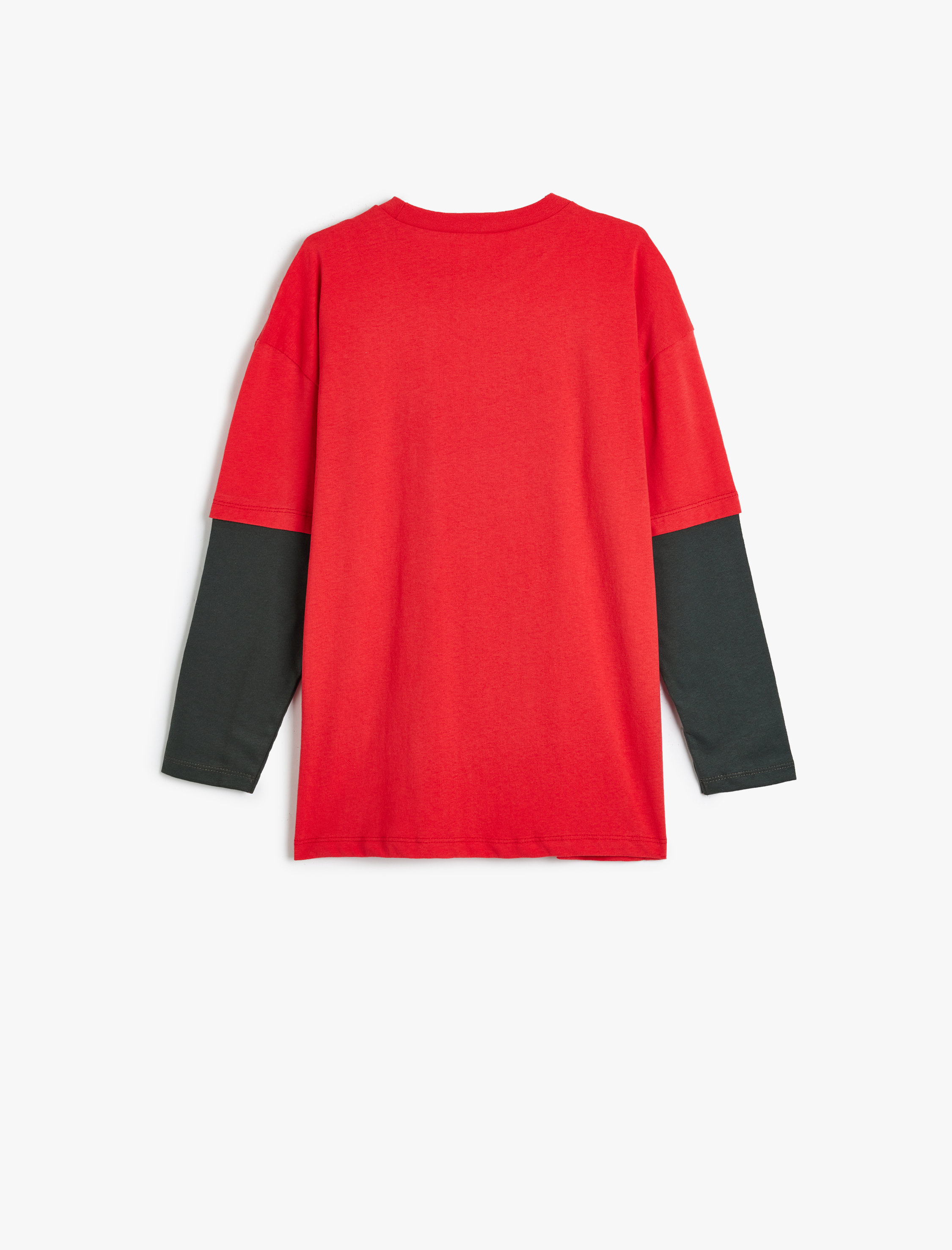  Erkek Çocuk Dinozor Baskılı Bisiklet Yaka Uzun Kollu Pamuklu Tişört