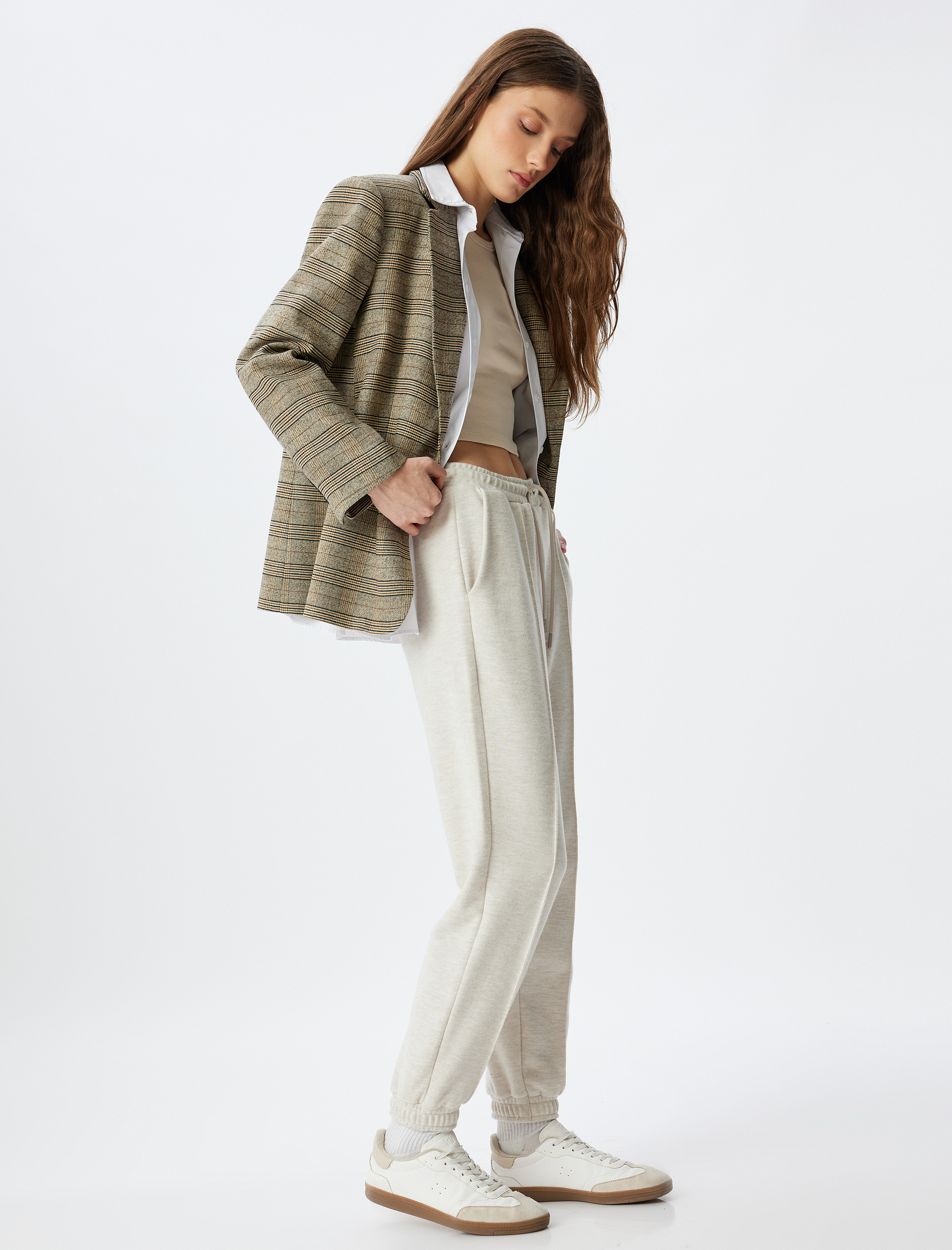   Beli Bağlamalı Cep Detaylı Nervürlü Jogger Pantolon