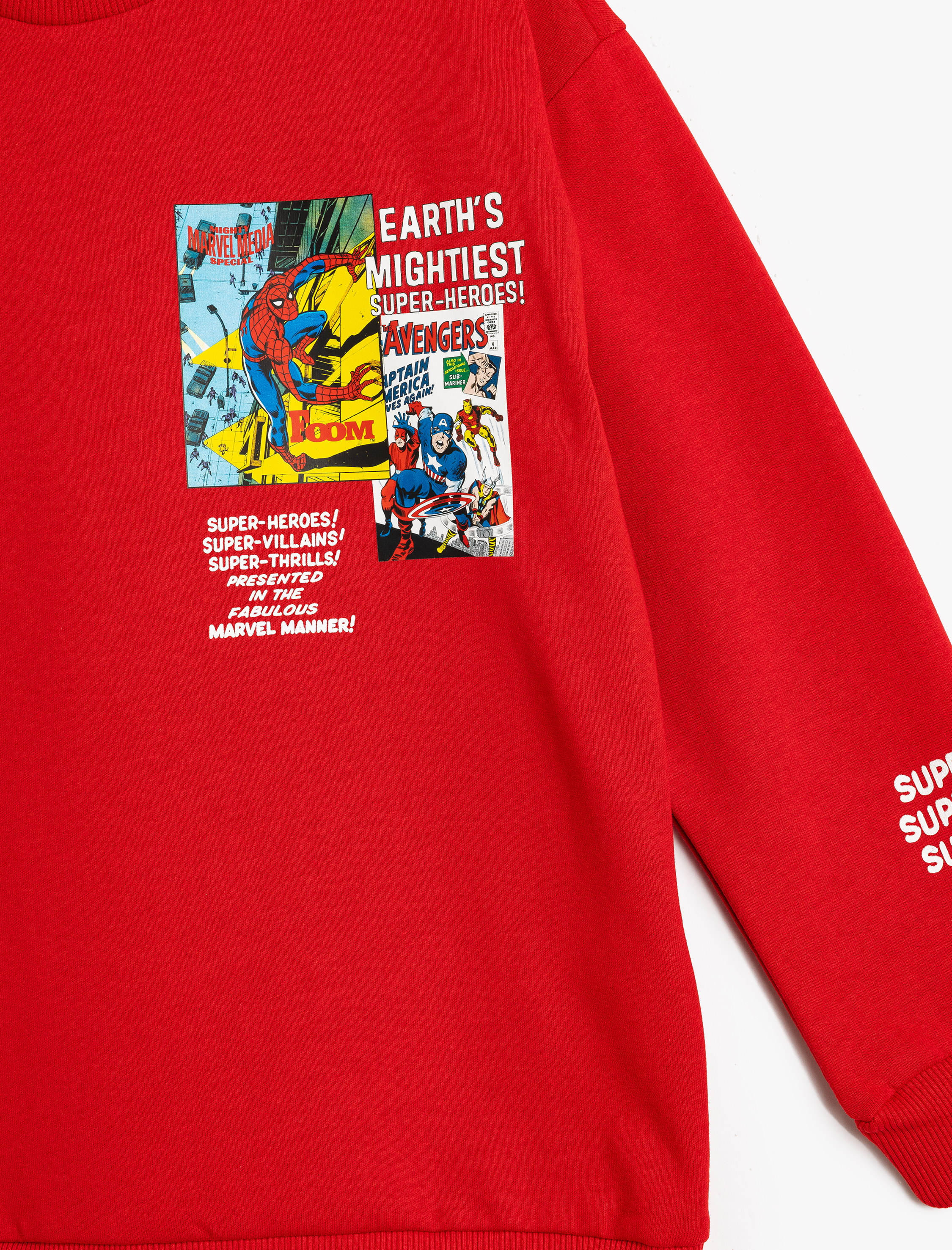  Erkek Çocuk Marvel Sweatshirt Lisanslı Bisiklet Yaka Uzun Kollu Şardonlu