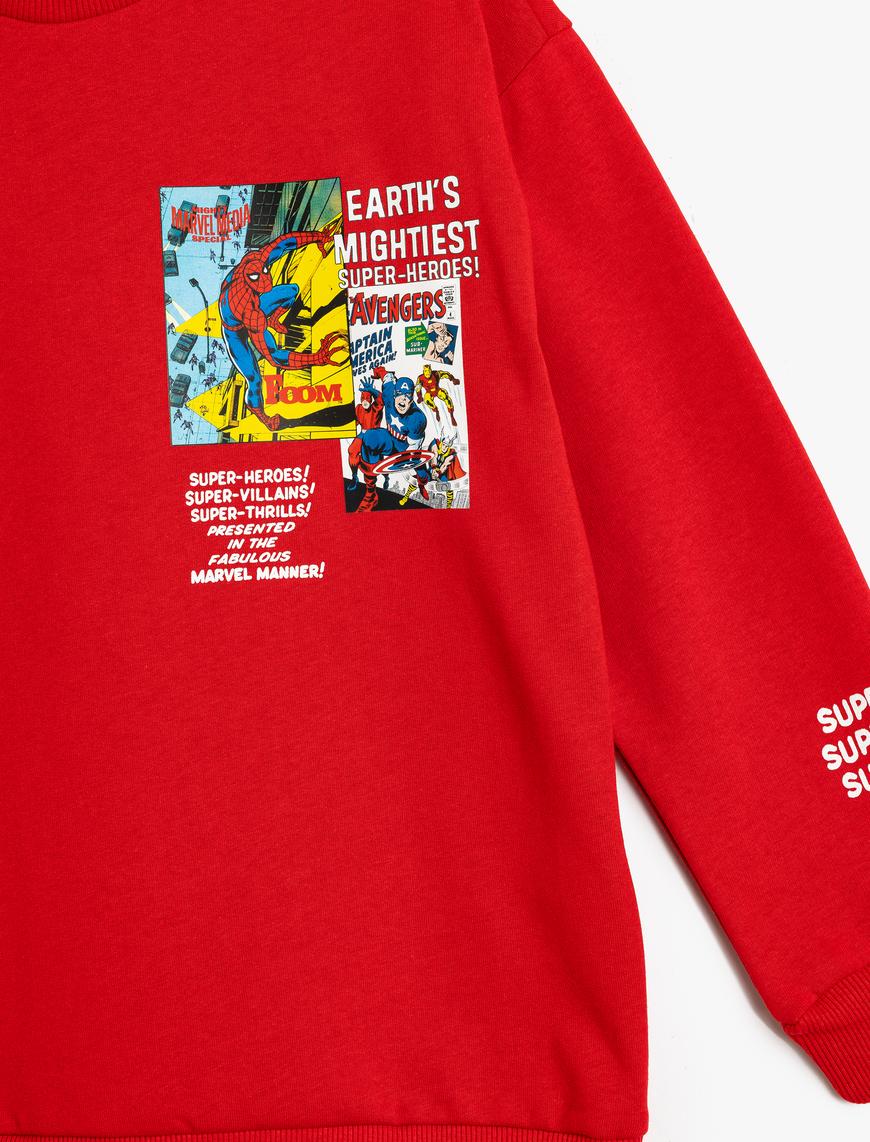  Erkek Çocuk Marvel Sweatshirt Lisanslı Bisiklet Yaka Uzun Kollu