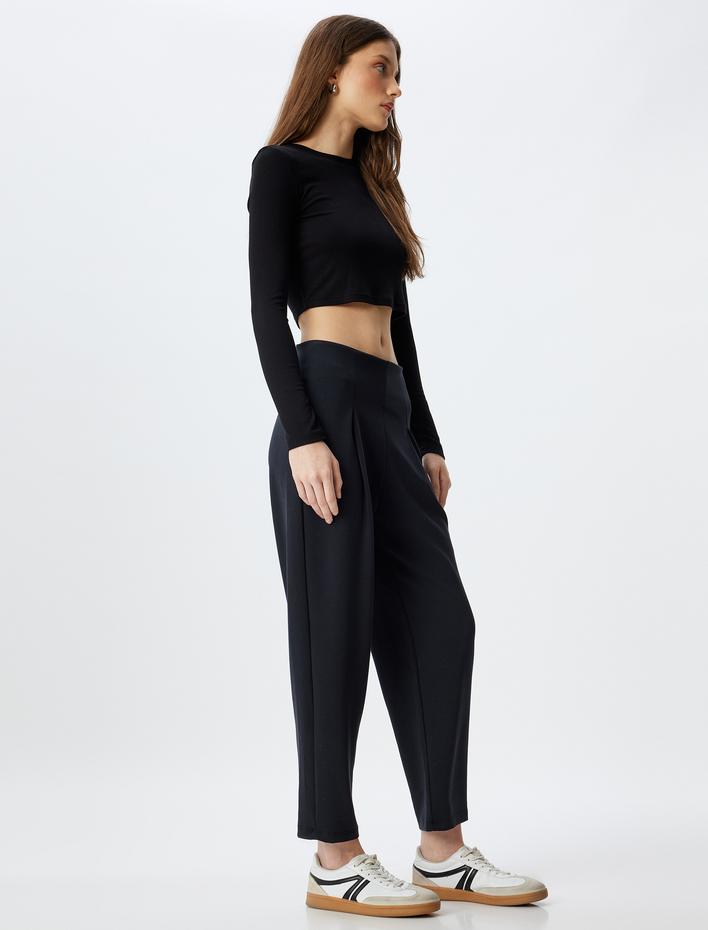  Modal Kumaş Pantolon Slim Fit Pile Detaylı