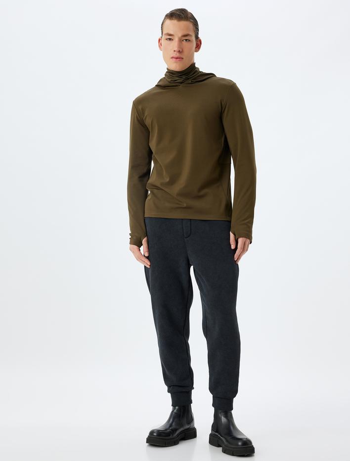  Spor Sweatshirt Kapşonlu Şardonlu Yumuşak Tuşe Uzun Kollu